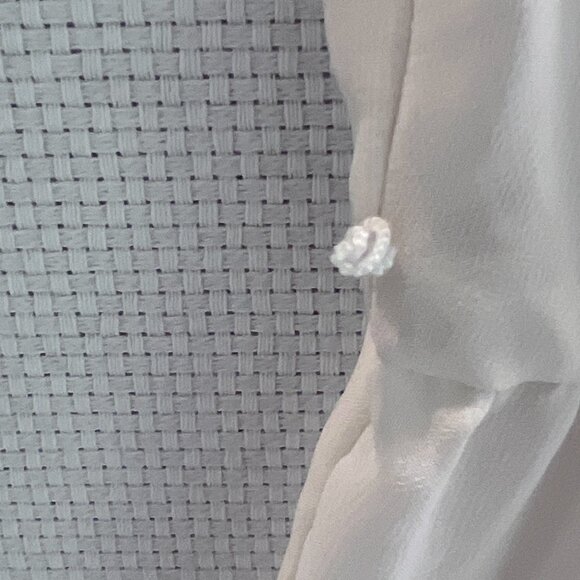 Ivory‎ Sleeveless Babydoll Top Lace Trim Semi Sheer Tiered Ruffle Blouse Sz S/M - Picture 14 of 14